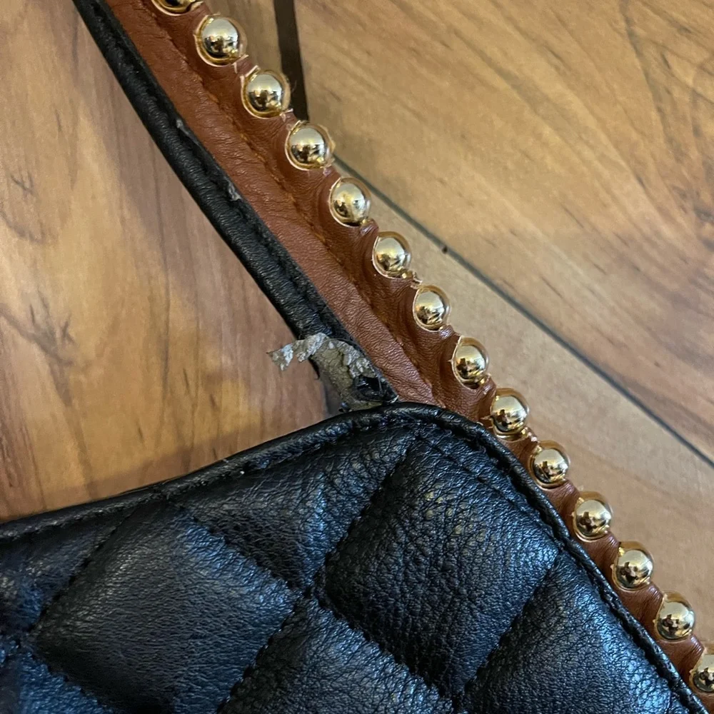 Big Buddha Grayson Black Quilted Faux Leather Hobo Bag